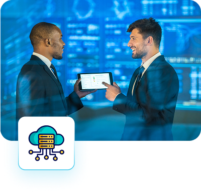 Home 4 2 Business Men Discussing Server Management & Data