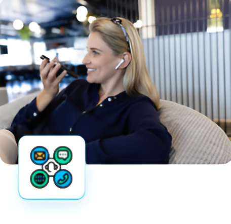 Home 12 Business Woman Holding A phone Happy and Communicating